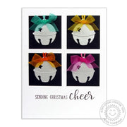 Sunny Studio Stamps Jingle Bell Sending Christmas Cheer Grid Style Holiday Card (using Silver Bells Metal Cutting Die)