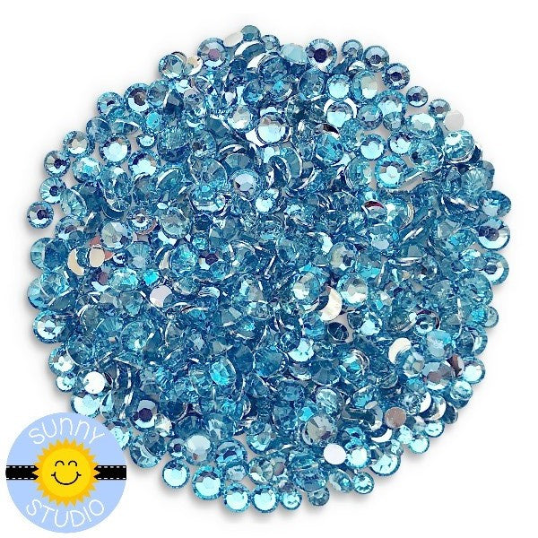 Sunny Studio Stamps Transparent Pale Light Sky Blue Faux Jewels Rhinestones Crystals Gems- 3mm, 4mm & 5mm