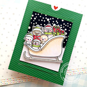 Sunny Studio Stamps Critters Sledding in the Snow with Sleigh Handmade Christmas Holiday Pop-up Card (using Interactive Sliding Window Metal Cutting Dies)