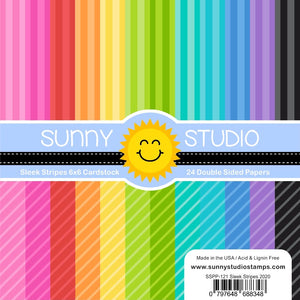 Sunny Studio Stamps Sleek Stripes 6x6 Bright Diagonal & Straight 24-sheets Double Sided Patterned Paper Pad Pack