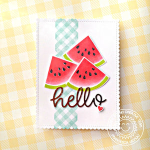 Sunny Studio Stamps Slice of Summer Watermelon Gingham Hello Card