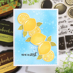 Sunny Studio Stamps Slice of Summer Aqua & Yellow You're the Zest Lemon Slice Card