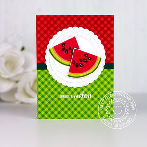 Sunny Studio Stamps Slice of Summer Red & Green Gingham Watermelon Card by Rachel