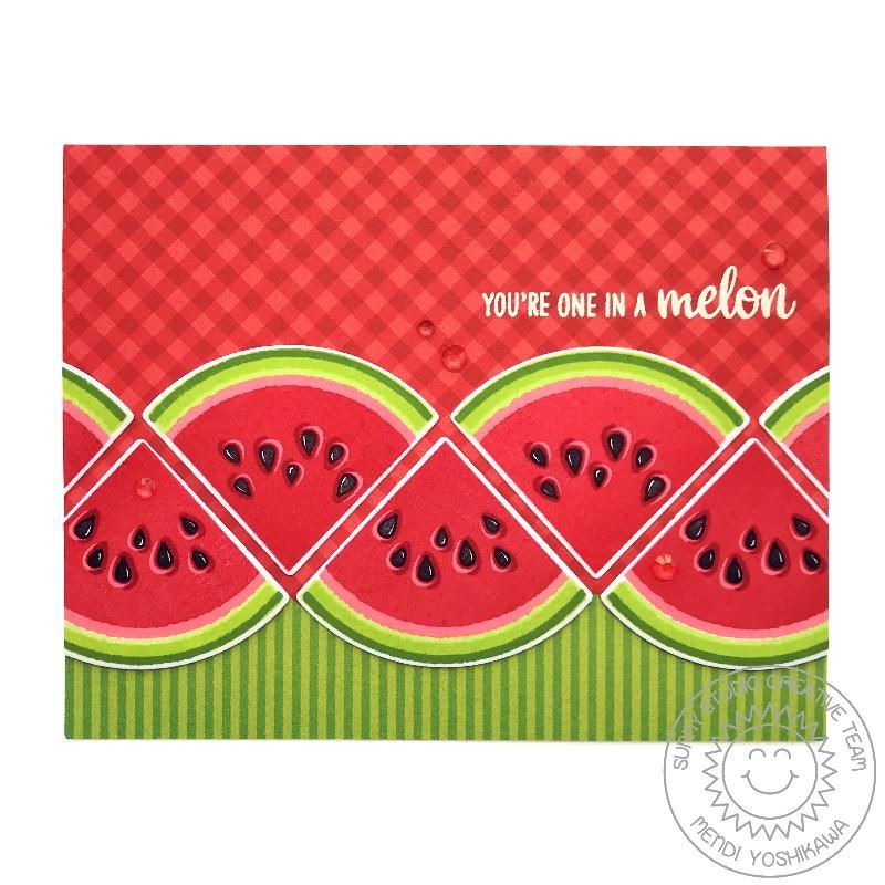 Sunny Studio Stamps Slice of Summer Watermelon You're One In A Melon Layered Stamp Card