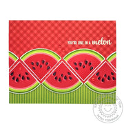 Sunny Studio Stamps You're One In A Melon Layered Watermelon Red Gingham Summer Card (featuring Crystal Clear Jewels)