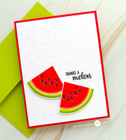 Sunny Studio Thanks A Melon Watermelon Polka-dot Embossed Thank You Card (using Lots of Dots 6x6 Embossing Folder)