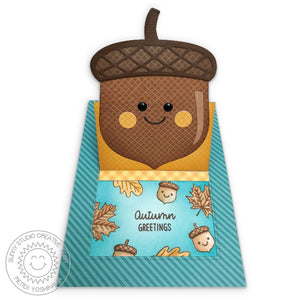 Sunny Studio Stamps Nutty For You Pop-Up Fall Acorn Autumn Card by Mendi Yoshikawa using Sliding Window Dies
