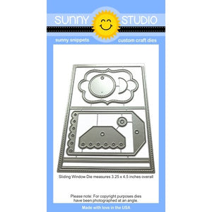 Sunny Studio Stamps Sliding Window Pop-up Low-Profile Metal Cutting Die Set with gift tag & label dies
