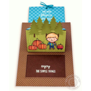 Sunny Studio Stamps Pop-up Sliding Window Fall Pumpkin Patch Card (using Metal Cutting Dies)