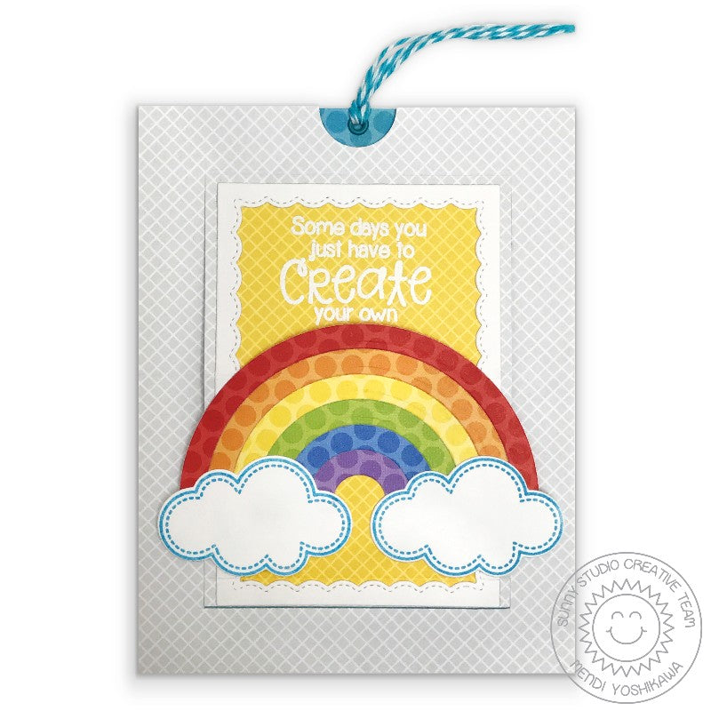 Sunny Studio Stamps Sliding Window Some Days You Just Need To Create Your Own Rainbow Pop-up Card by Mendi Yoshikawa