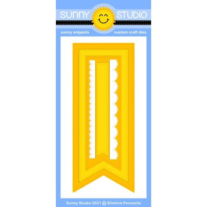 Sunny Studio Stamps Slimline Pennant Banner Metal Cutting Dies with 2 Scalloped Borders