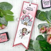 Sunny Studio Stamps Reading is Magical Fairy with Princess Castle Bookmark (using Slimline Pennant Metal Cutting Dies)