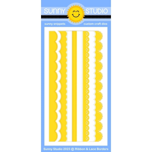 Sunny Studio Stamps Ribbon & Lace Border 9" Slimline Metal Cutting Dies SSDIE-332
