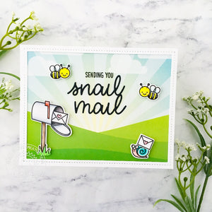 Sunny Studio Stamps Sending You Snail Mail Honey Bees with Mailbox & Letters Card (using Loopy Letters Metal Cutting Dies)