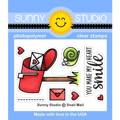 Sunny Studio Stamps You Make My Heart Smile Snail Mail Mailbox with Love Letters Valentine's Day 2x3 Clear Photopolymer Mini Stamp Set