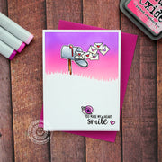Sunny Studio Pink & Purple Love Letters in Mailbox Valentine's Day Card (using Snail Mail 2x3 Clear Stamps)