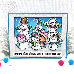 Sunny Studio Snowman Snowmen Winter Holiday Christmas Card (using Feeling Frosty 4x6 Clear Stamps)