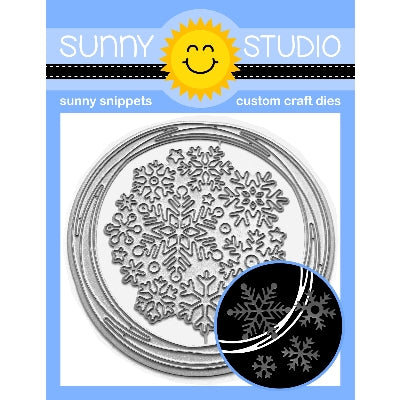 Sunny Studio Stamps Snowflake Circle Frame Metal Cutting Die with Loopy Circle & 10 Winter Snowflakes