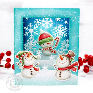 Sunny Studio Snowmen & Snowflakes Shadow Box Holiday Christmas Card (using Snowman Kisses 3x4 Clear Stamps)