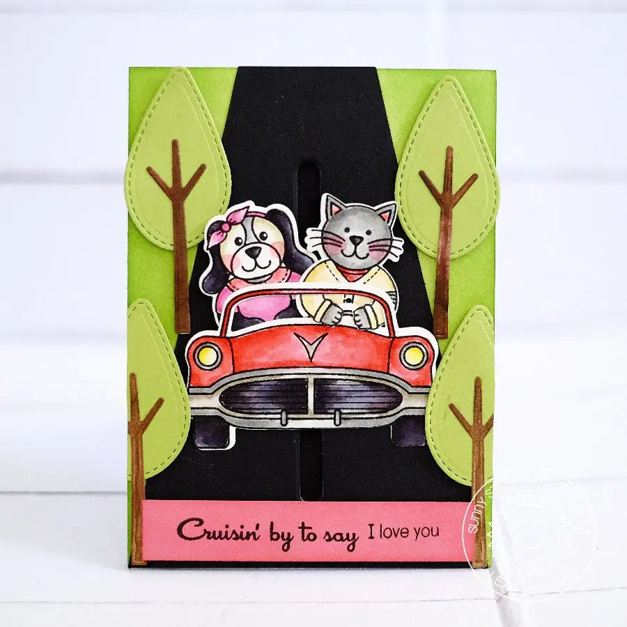 Sunny Studio Stamps Sock Hop Retro 1950's Cruising By Car Card