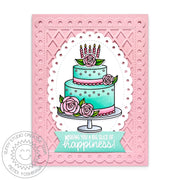 Sunny Studio Wishing You A Big Slice of Happiness Pink Rose Birthday Cake Scalloped Card (using Special Day Clear Stamps)
