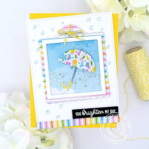 Sunny Studio Stamps You Brighten My Day Rainbow Striped Floral Umbrella Shaker Card (using Spring Fever 6x6 Paper Pad)