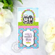 Sunny Studio Stamps Wishing You Wedded Bliss Penguin under Floral Arch Wedding Card (using Spring Fever 6x6 Paper Pad)
