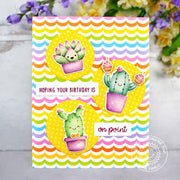 Sunny Studio Hoping Your Birthday is On Point Punny Rainbow Striped Cactus Card (using Looking Sharp 3x4 Clear Stamps)