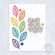 Sunny Studio Stamps You're so Lovely CAS Rainbow Leaves Clean & Simple Card (using Spring Greenery Metal Cutting Dies)