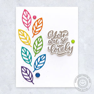 Sunny Studio Stamps You're so Lovely CAS Rainbow Leaves Clean & Simple Card (using Spring Greenery Metal Cutting Dies)