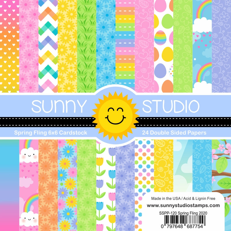 Sunny Studio Stamps Spring Fling 6x6 Double-sided Tone-on-Tone Pastel Patterned Paper Pack Pad