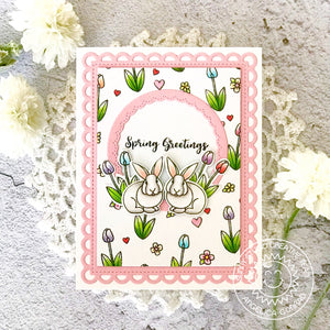 Sunny Studio Stamps Spring Greetings Bunny Rabbits & Tulips Card
