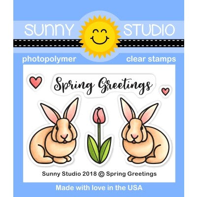 Sunny Studio Stamps Spring Greetings Bunnies & Tulip Easter 2x3 Clear Photo-Polymer Stamp Set