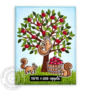 Sunny Studio You're A Good Apple Squirrels in Tree Picking Apples Fall Card (using Squirrel Friends Clear Stamps)