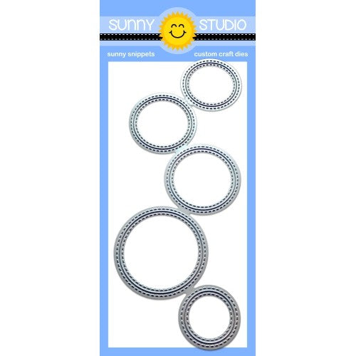 Sunny Studio Stamps Stitched Staggered Circle Border Low-Profile Metal Cutting Dies