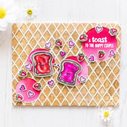 Sunny Studio Stamps Breakfast Puns Toast to the Happy Couple Card (with waffle texture from Dapper Diamonds 6x6 Embossing Folder)