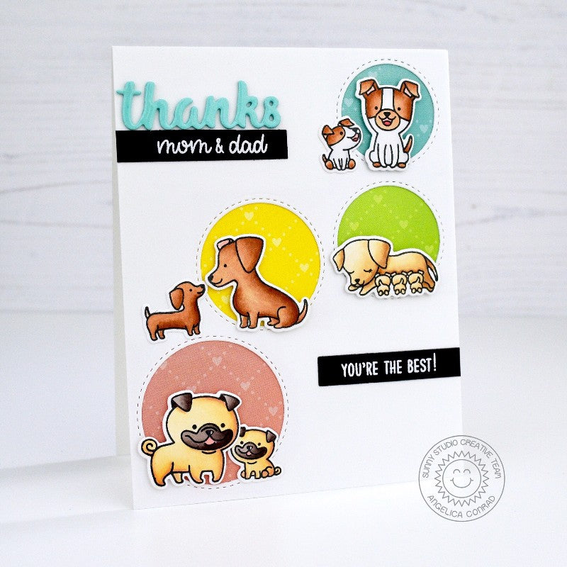 Sunny Studio Stamps Puppy Parents Rainbow Circles Thank You Card