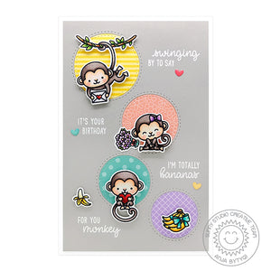 Sunny Studio Stamps Monkey Love Card (using Staggered Circles Metal Cutting Die)