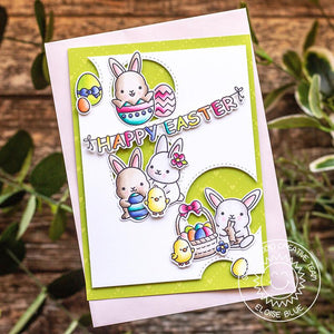 Sunny Studio Stamps Stitched Circle Happy Easter Bunnies & Chicks Card (using Staggered Circles Metal Cutting Die)