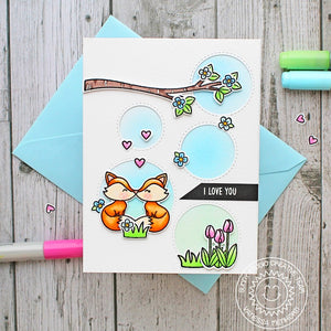 Sunny Studio Stamps Spring Fox Card (using Staggered Circles Metal Cutting Die)