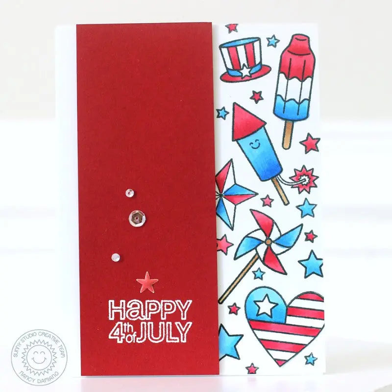 Sunny Studio Stamps Stars & Stripes Red, White & Blue Happy 4th of July Card