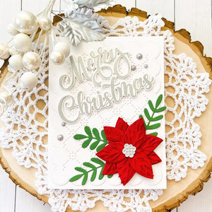 Sunny Studio Stamps Red Poinsettia Classic Holiday Christmas Card (using Winter Greenery Metal Cutting Dies)