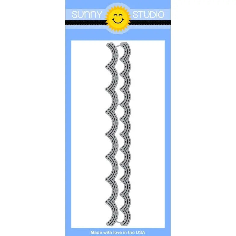 Sunny Studio Stamps Stitched Scalloped Border Low-Profile Metal Cutting Dies