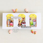 Sunny Studio Ice Cream Themed Summer Handmade Slimline Shaker Card using Summer Sweets 4x6 Clear Photopolymer Stamps