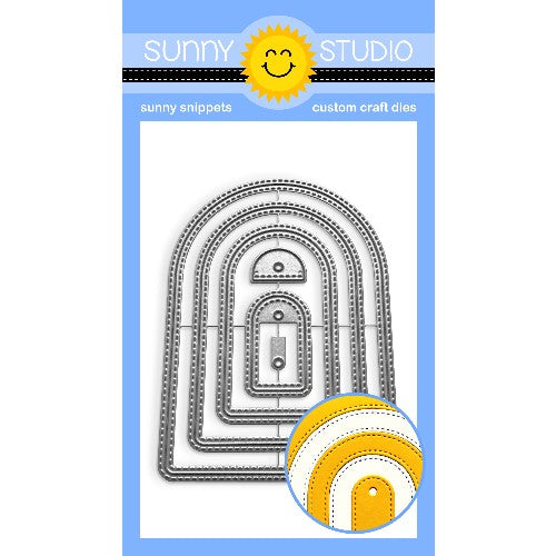 Sunny Studio Stamps Stitched Arch Nesting Metal Cutting Dies to create windows, gift tags and card mats