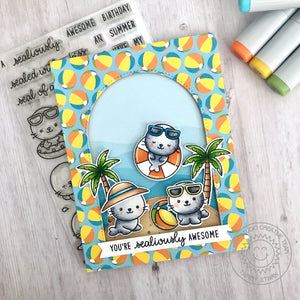 Sunny Studio Stamps Punny Island with Beach Balls Handmade Card (using Sealiously Sweet 4x6 Clear Photopolymer Stamps)
