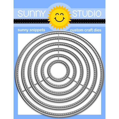 Sunny Studio Stamps Stitched Circle Large Metal Cutting Dies - Nesting 6-piece Set