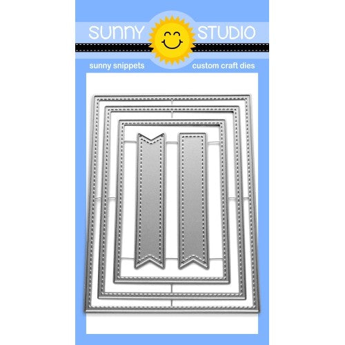 Sunny Studio Stamps Stitched Rectangle Nesting Rectangles & Pennants Metal Cutting Dies SSDIE-253