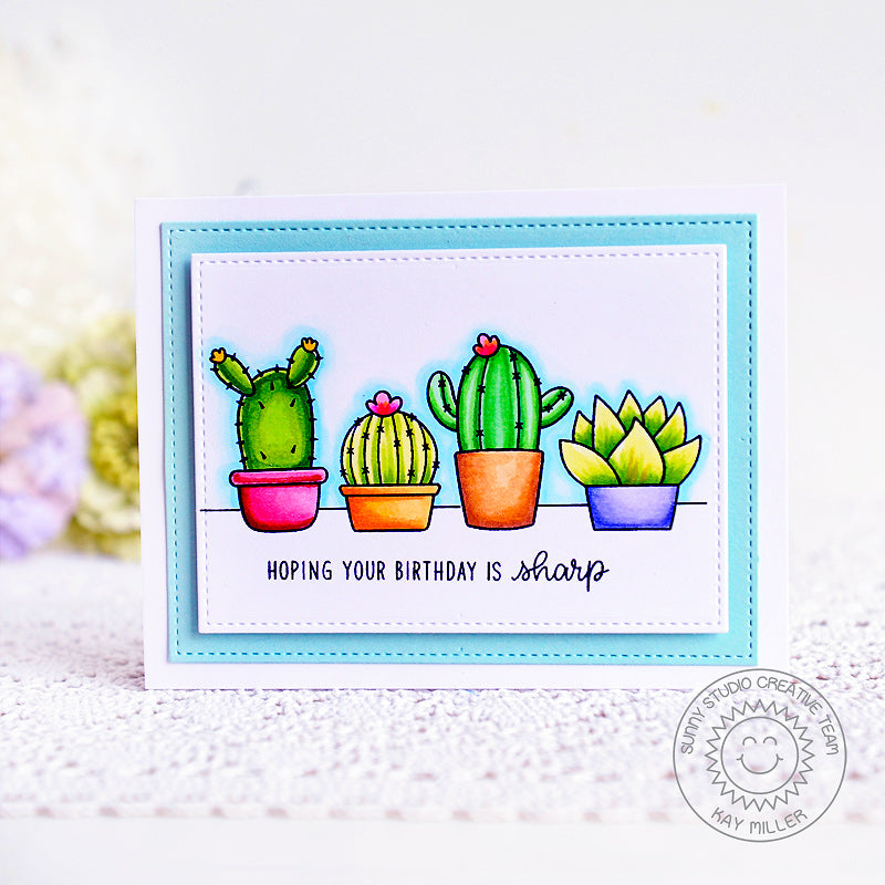succulent forever stamps Sunny Studio 3x4 Clear Photopolymer Looking Sharp Stamps & Dies
