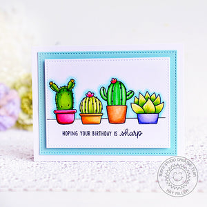 Sunny Studio Cactus & Succulent Plant Hoping Your Birthday Is Sharp Card (using Looking Sharp 3x4 Clear Stamps)